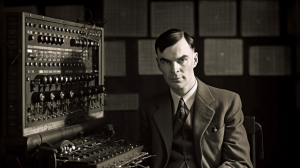 Alan Turing with Enigma